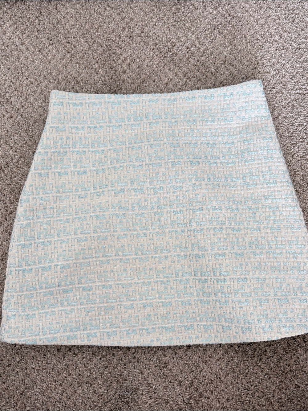 Storia Cream & Light Blue Tweed Mini Skirt